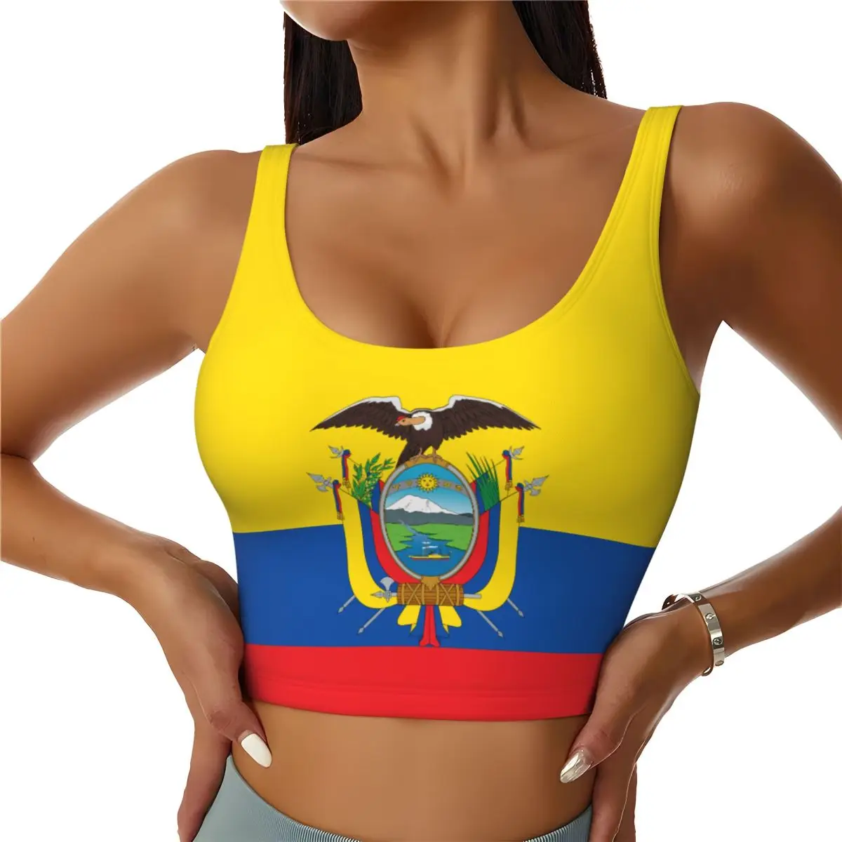 2026 Ecuador Estampado de bandera Mujeres Actividades Chaleco deportivo Chaleco de yoga Chaleco de entrenamiento para mujeres Ligero de moda