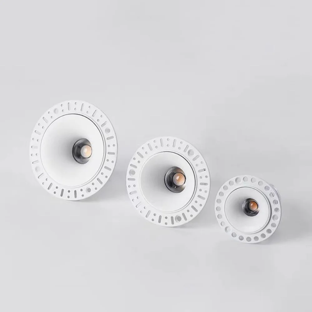 LED tube light without decoration, round dimmable COB high-end embedded ceiling spotlight, room decoration lighting