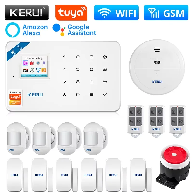 KERUI W181 WIFI إنذار ذكي Tuya إنذار المنزل الذكي حماية الأمن GSM إنذار ضد السرقة للمنزل محس حركة كاشف