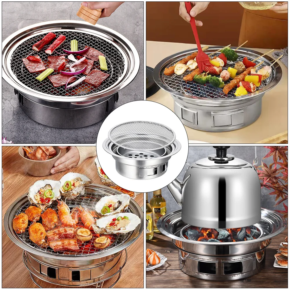 

1 Set Portable Bbq Stove Stainless Steel Charcoal Grill For Outdoor Picnic Grilling Compact Durable Barbecue Stove Home Supplies