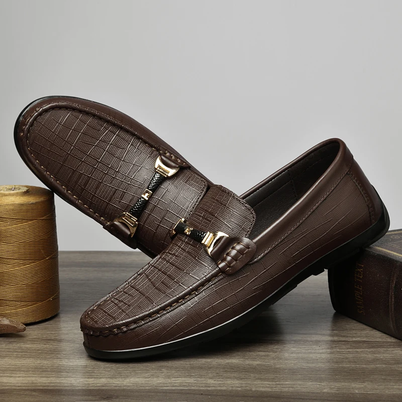 أحذية رجالية عصرية بدون كعب من البولي يوريثان بمقدمة مستديرة وقاع مسطح للولائم التجارية أحذية كلاسيكية مريحة للرجال #1