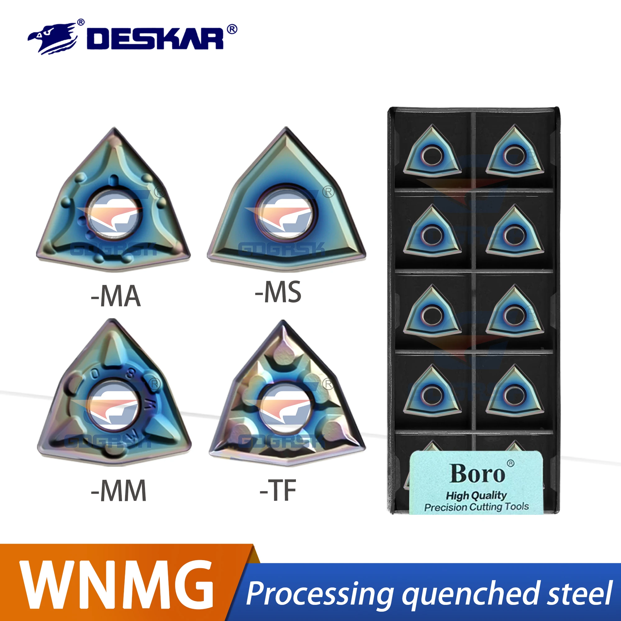 

DESKAR 100% Original CNC Lathe Quenched Steel Cutting Tool WNMG080408-MA/MM/MS/TF TF618/TF918 Outer Circular Cutting Tool Grain