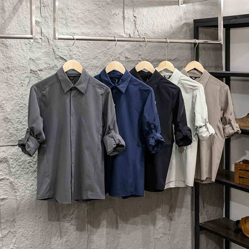 

Lightweight Breathable Elastic Quick Dry Sweat Absorbent Sleeve Design Men's Outdoor Casual Long Sleeve Shirt Casual Shirt