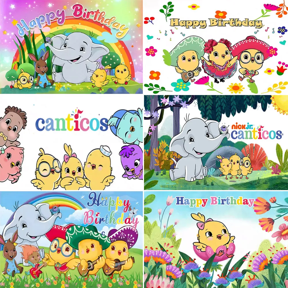 

Canticos Cartoon animals Photography Backdrop Decoration Kid Birthday Baby Shower Chicken Photo Grassland Vinyl Photo Booth Prop