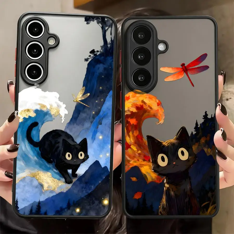 Case for Samsung Galaxy A14 A23 A54 A53 A35 A73 A33 A34 A36 A56 A55 A52S A72 A17 A52 A16 A15 Phone Cover Cartoon Cute Kitty