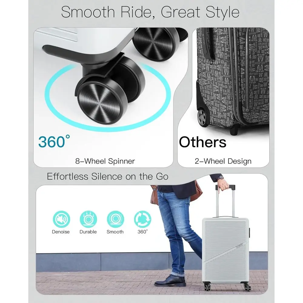 20 Inch Lightweight Hardshell Spinner Suitcase with TSA Lock, USB Port for Travel