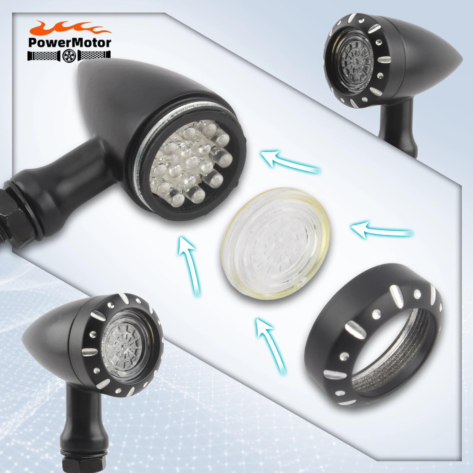 

New Motorcycle LED Turn Signal Light Bullet Moto flashing Light clignotant moto led 12V Fit for Kawasaki Suzuki Yamaha 2019-2022