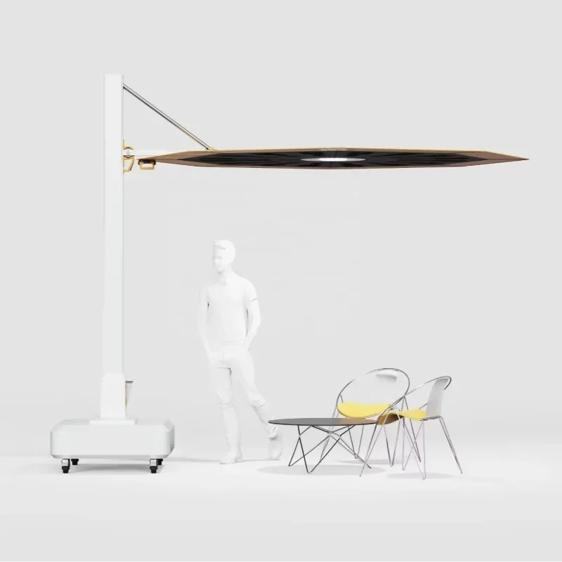 مظلة قابلة للطي تعمل بالطاقة الشمسية مع منفذ شحن للهاتف المحمول، ملحق خارجي صديق للبيئة