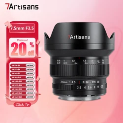 7artisans APS-C 7.5mm F3.5 Fisheye Lens for DSLR Camera Ideal Photography with Canon EF Nikon F Mount D7500 EOS 80D 77D 850D