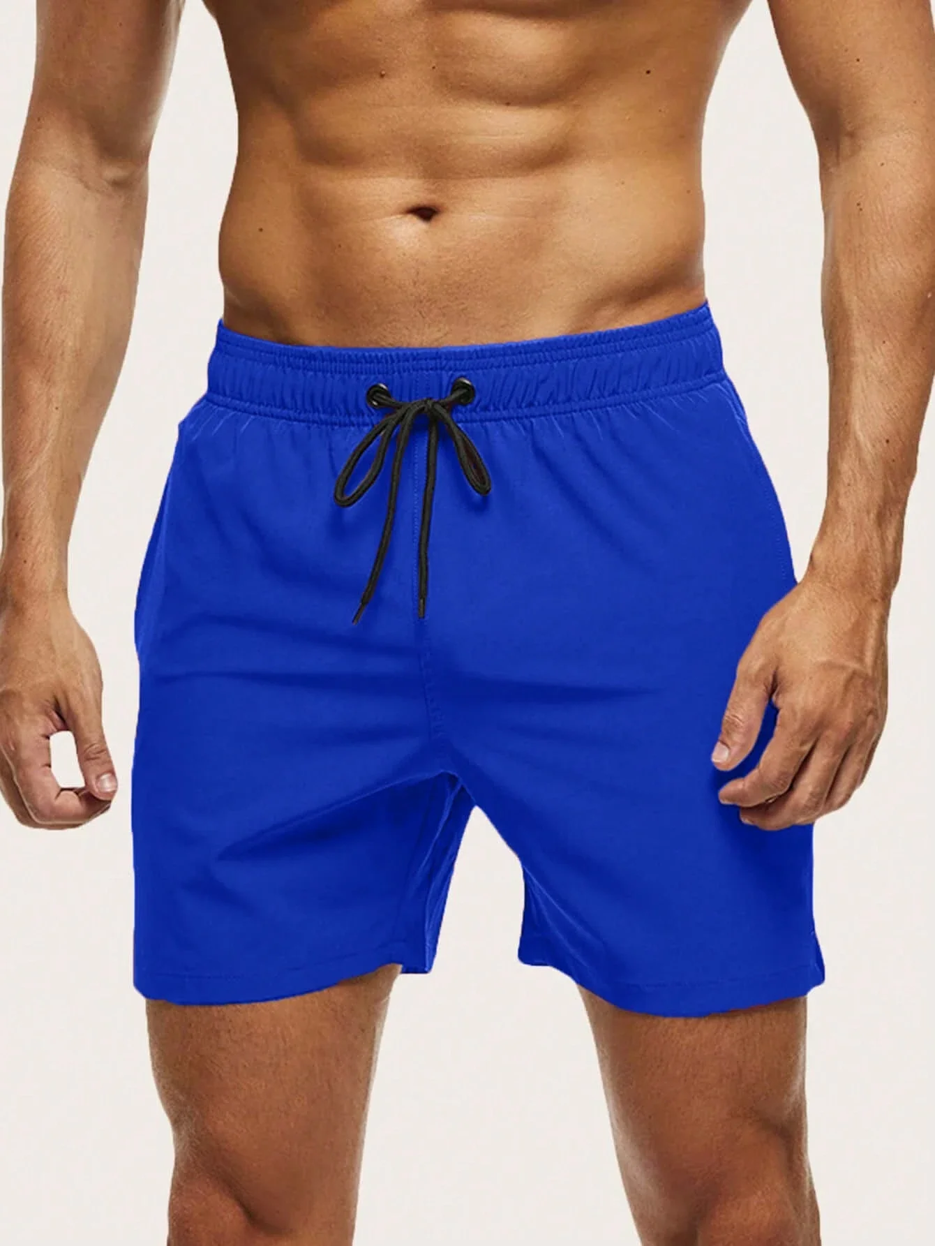 

Men Drawstring Beach Shorts Simple Vacation Swim Trunks