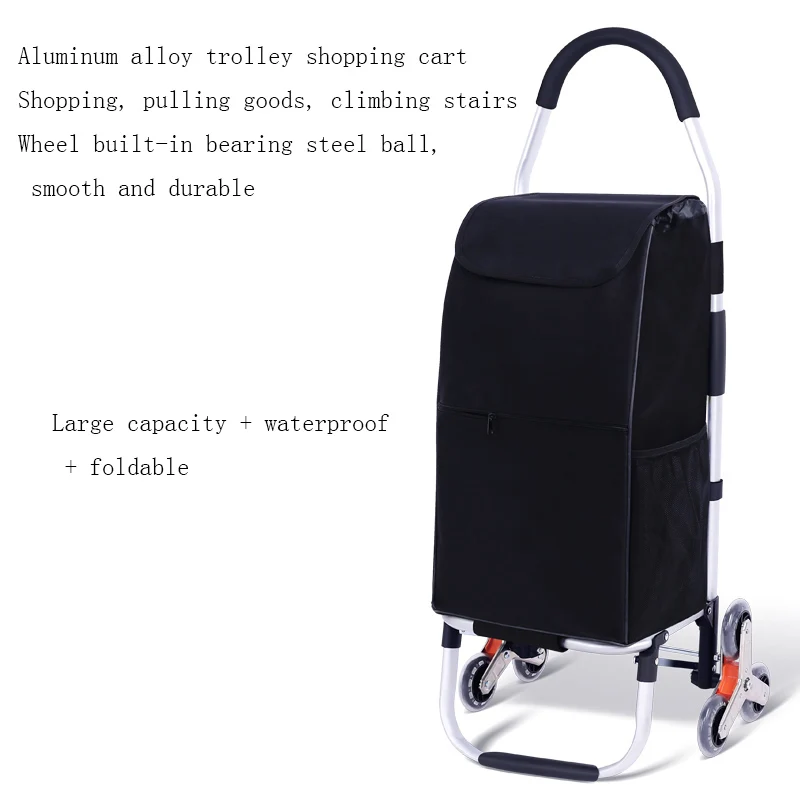 Trolley Elderly Shopping Cart with Stair Climbing Wheels Portable Foldable Market Woman Shopping Basket Household Storage Bags