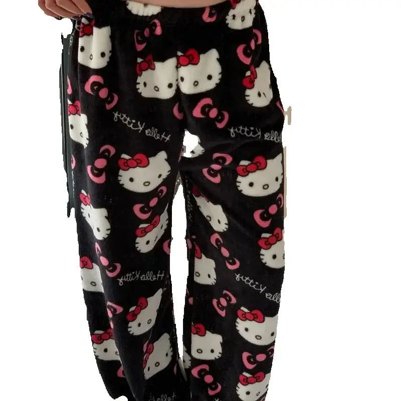 Sanrio gril Hello kitty Pants cotton kawaii Student Wide leg Cartoon casual Sleeping trousers leisure wear Home wear new style