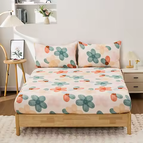 3PC Flower World Fitted Sheet Floral pattern 100%Polyester 1Fitted Sheet 2Pillowcase Queen/King... product image