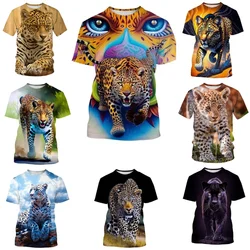 New Cheetah Pattern 3D Wild Animal Leopard Print T-shirt For Men Women Summer Short Sleeve O-Neck T shirt Unisex Streetwear Top