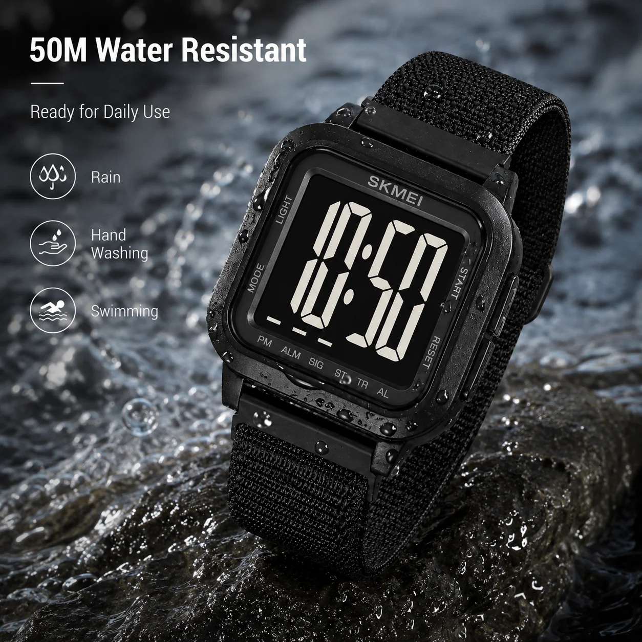 SKMEI 2691 Digital Sports Watches 5Bar Waterproof Electronic Wristwatch Men Women Clock Alarm Timer Week Date Display Streetwear