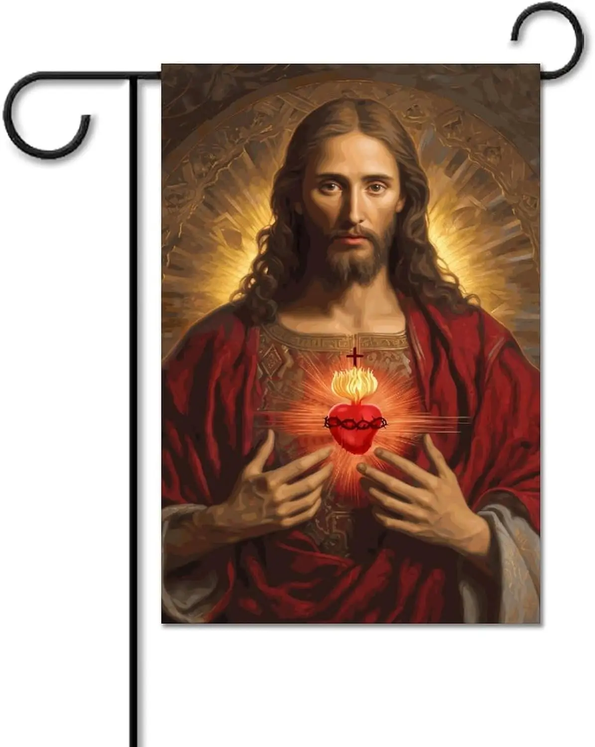 Sacred Heart of Jesus Photo Garden Flag Christ Religious Lord God House Yard Flag Seasonal Holiday Outside Holiday Decoration Ho