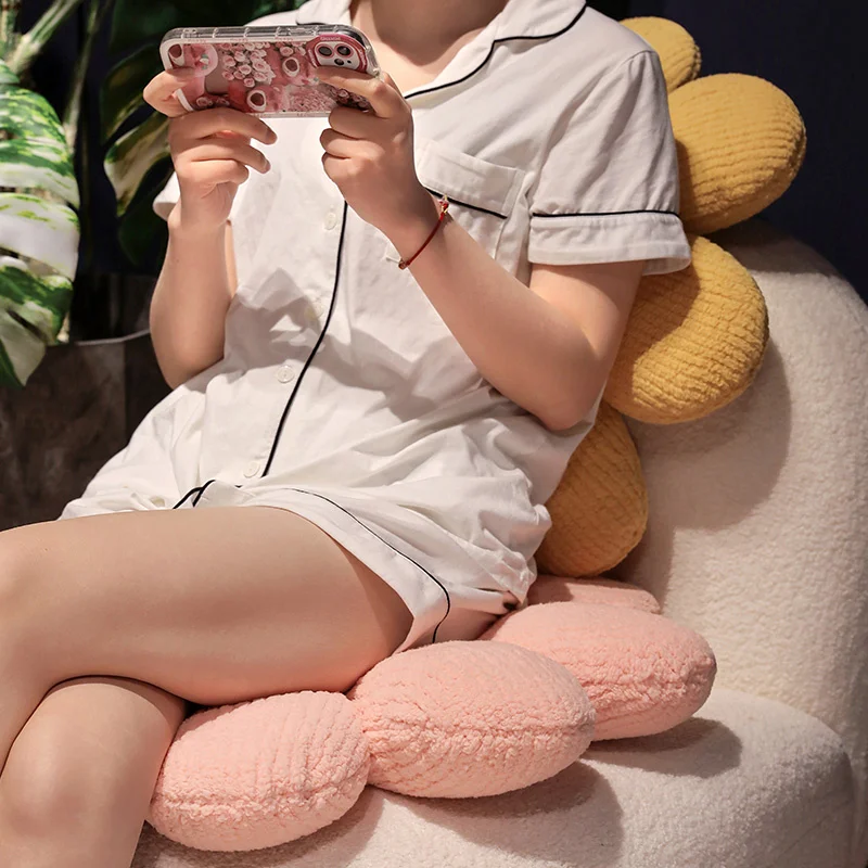 Almofada de assento de girassol de pelúcia listrada 50/60cm travesseiro de planta de pelúcia 8 pétalas núcleos coloridos sofá cadeira piso interno decoração de pelúcia