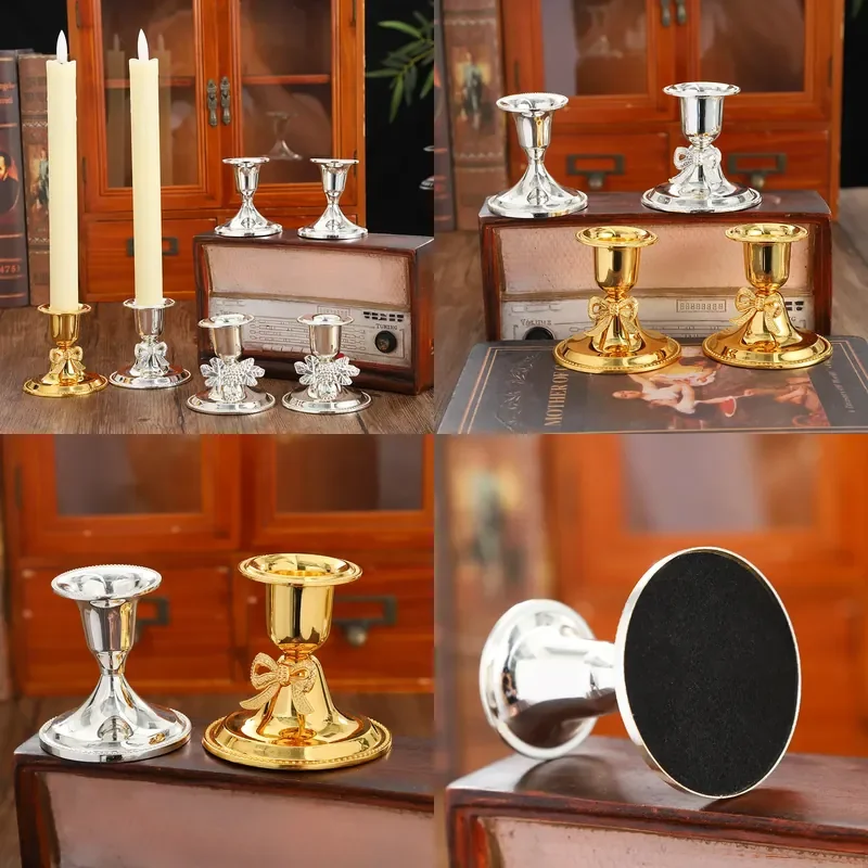 Retro Zinc Alloy Candle Holder Elegant European Style Desktop Decor for Romantic Dinner Party Ornament Wholesale