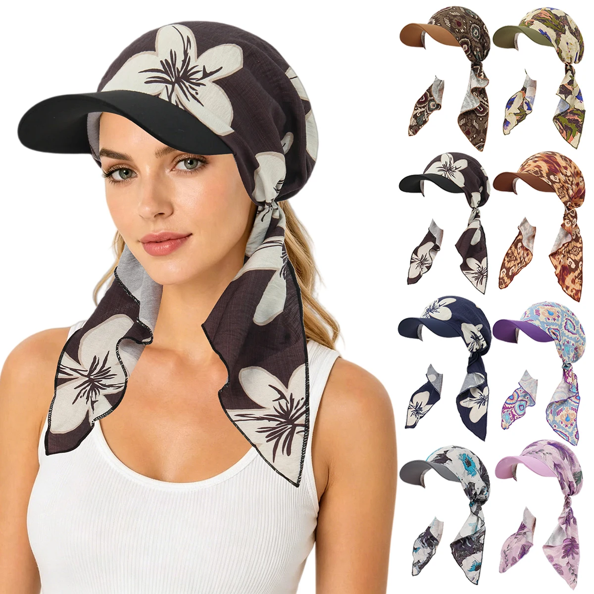 

2026 New Print Muslim Hijab Caps With Brim Women Baseball Cap Wrap Head Ramadan Ladies Fashion Headwear Turban Bonnet