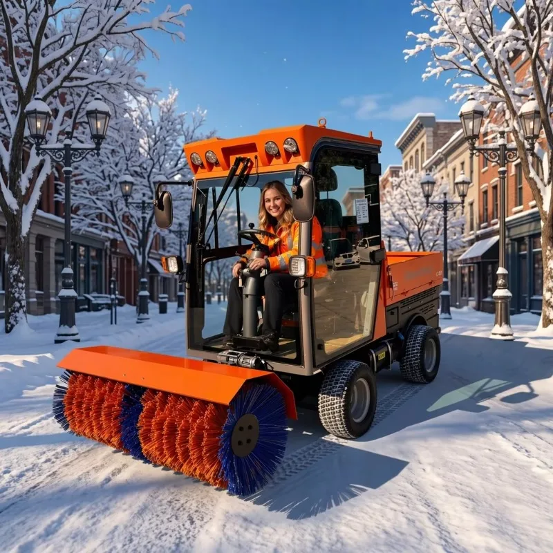 Powerful 25HP 4WD Snow Sweeper 1400mm Ride-on Multifunctional Snow Blower Plow 3-in-1 Machine for Heavy Snow Areas