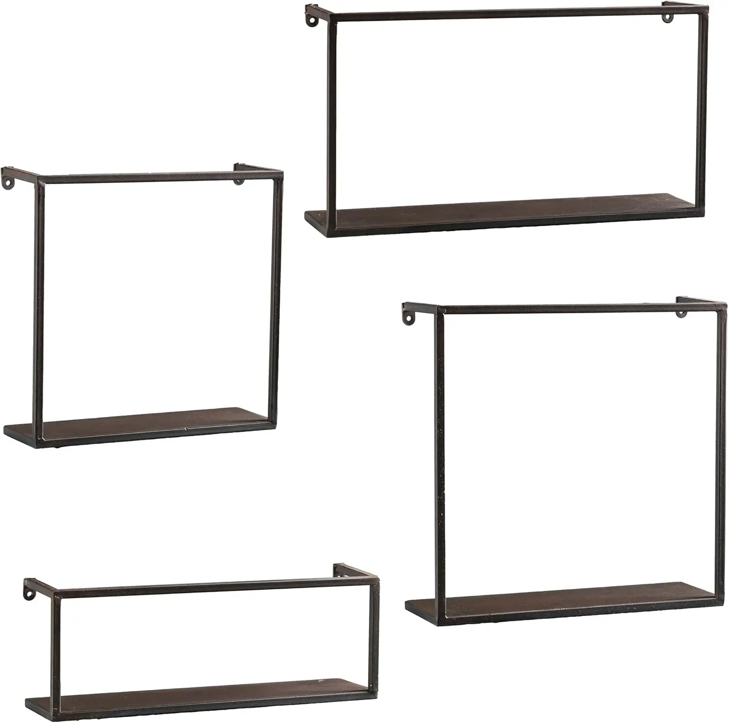 

Zyther Contemporary Metal Wall Shelves, 4 pc Set, Antique Black Black floating shelf Soap holder bathroom Shower shelves Bath