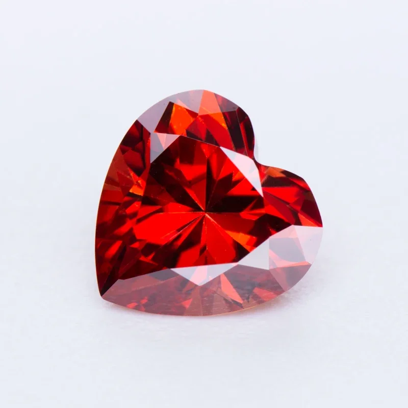 

Moissanite Stone Heart Cutting Garnet Color Gemstones Lab Grown Advanced Jewelry Making Materials Diamond with GRA Certificate