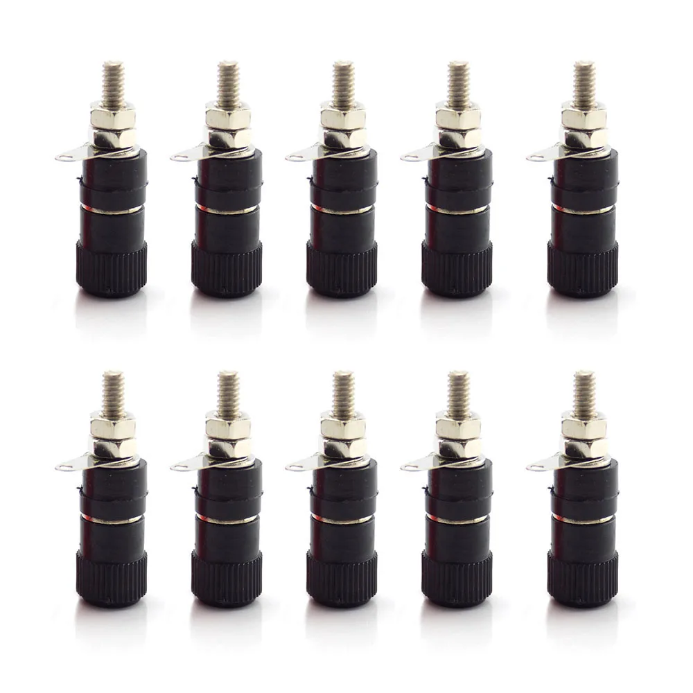 10 Uds. Conectores Banana de 4mm, terminales de empalme para amplificador, Terminal de altavoz, conector de Audio, conectores DIY rojos y negros