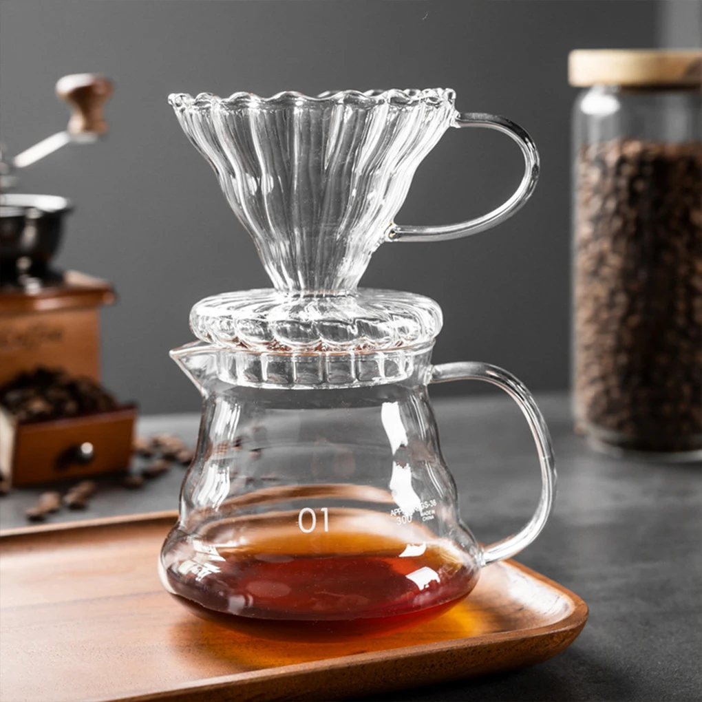 New Coffee Carafe 450/600ml Coffee Clear Glass Kettle Sharing Pot with Lids  Pour Over Coffee Espresso Maker Accessories