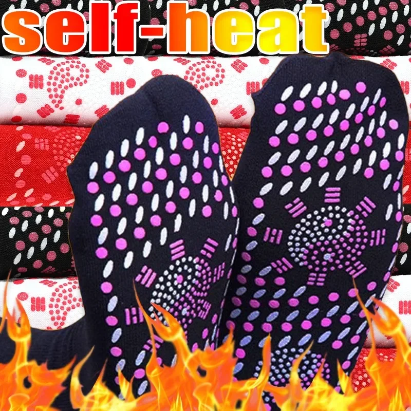 Self Heating Health Care Sock Cold Resistant Relieve Fatigue Warm Mid Length Socks Cold Weather Antifreeze Foot Massage Hosiery