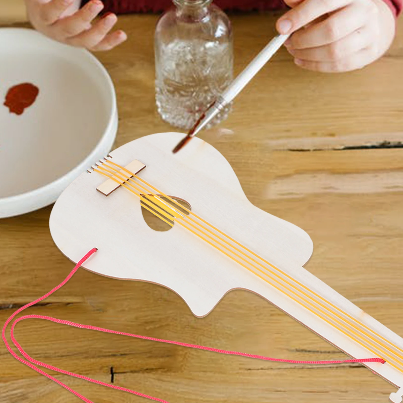 

2 шт., деревянная гитара, набор для рисования «сделай сам», ручная работа, незаконченная деревянная гитара, вырез, детские творческие ремесла, украшения, детские поделки своими руками