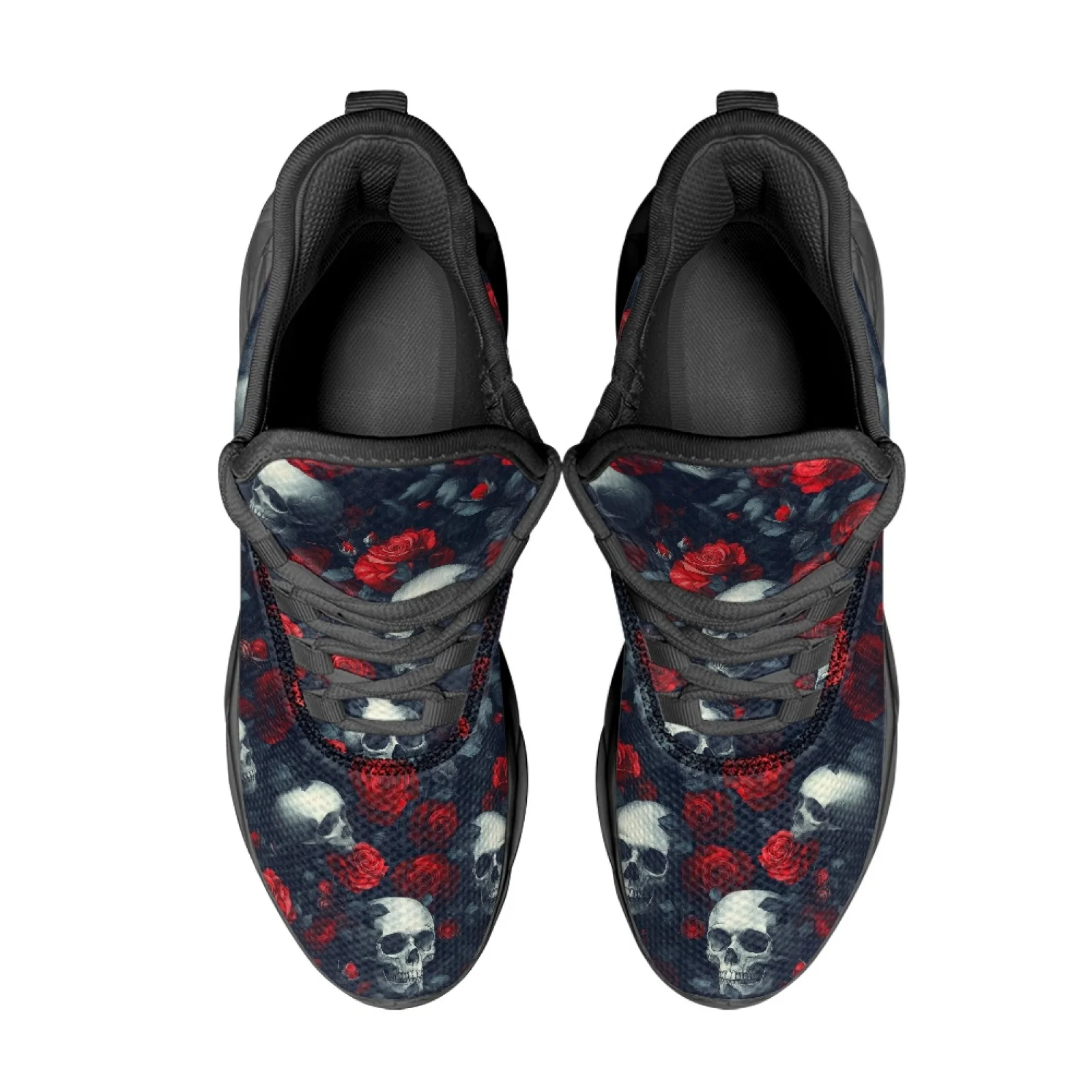 PENSTROLL Skull Red Rose Breathable Fashion Sneakers for Walking Mesh & EVA Mens Running Shoes Men's Fashion Sneakers