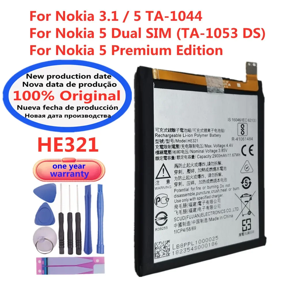 

HE321 2900mAh Original Battery For Nokia 3.1 / 5 TA-1044 For Nokia 5 Dual SIM (TA-1053 DS) 5 Premium Edition Phone Battery