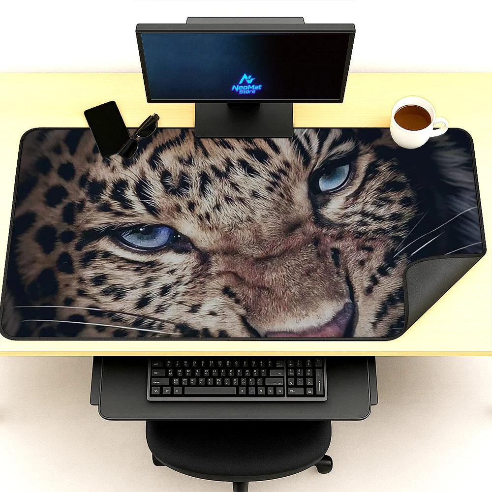 Wild Leopard Table Mat Large Mousepad Gaming Giant 140x60 Nonslip Premium PC Playmat Setup Laptop Accessories