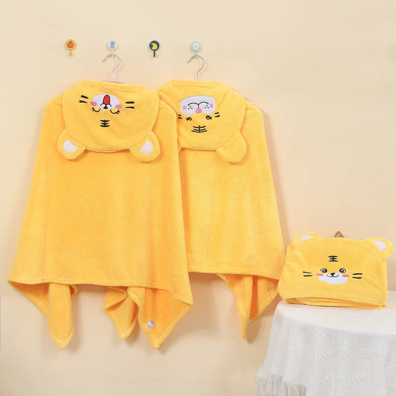 Kids Bathing Cartoon Baby Bath Towel Microfiber Cotton Hooded Beach Towel Newborn Cape Towels Soft Poncho Stuff Infant Washcloth