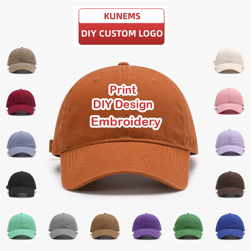 KUNEMS Custom LOGO Baseball Cap for Men and Women Text Embroidery Print Picture Summer Big Head Sun Hat Design Hats Wholesale