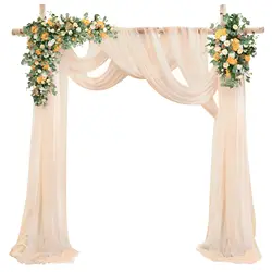 Chiffon Champagne Beige Wedding Arch Draping for Ceremony Reception Decora Sheer Fabric Curtains for Party Stage Bridal Shower