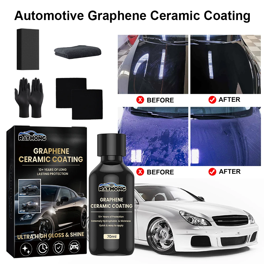 70ml Car Graphene Ceramic Coating Hardness Car Detailing Coating Polishing Liquid Hydrophobic Glass Plated Crystal Car Accessory