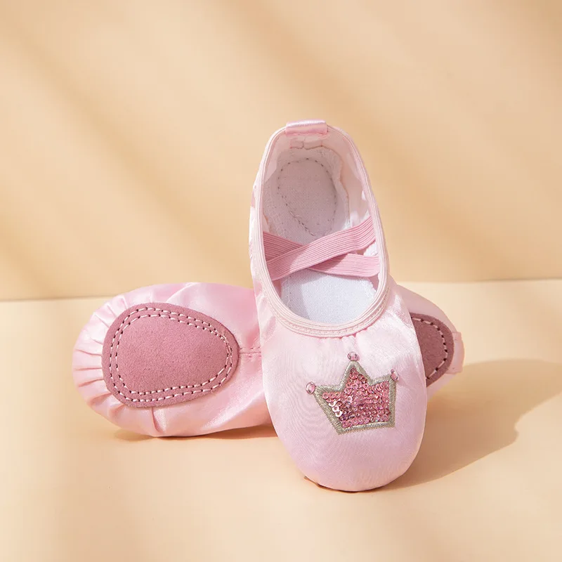 Scarpe da ballo per bambini specializzate per l'allenamento del corpo Scarpe da zampa di gatto per ragazze rosa Scarpe da balletto con suola morbida senza lacci