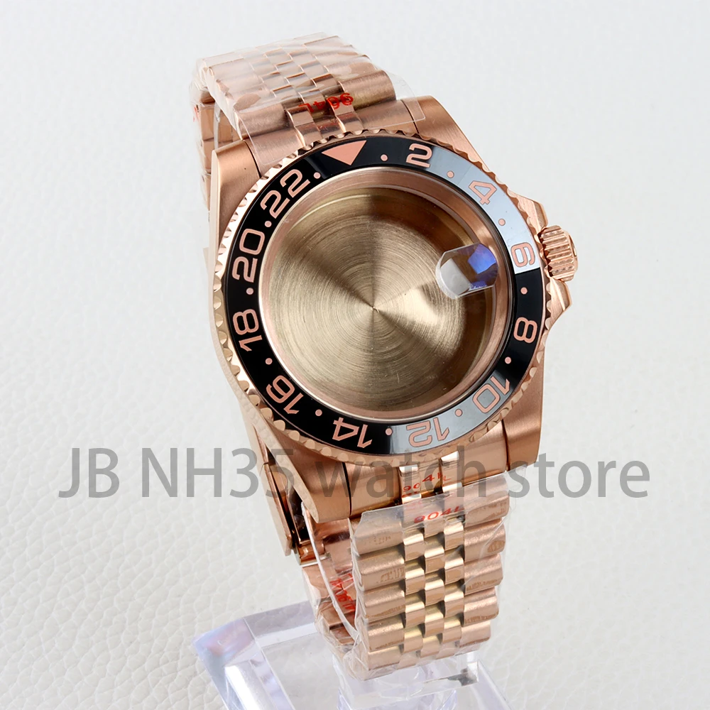 

Rose Gold 40mm NH35 Case 20mm Jubilee Watchband Solid 316L Stainless Steel for SUB Yacht GMT NH34 NH35 NH36 NH38 Movement