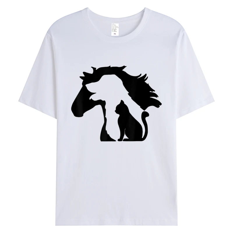 

Cute Horse Dog Cat Lover T-shirt Unisex Men Women Mother's Day Gift Tshirt Cotton Fabric Slim Fit Birthday Graphic T-shirts 5XL