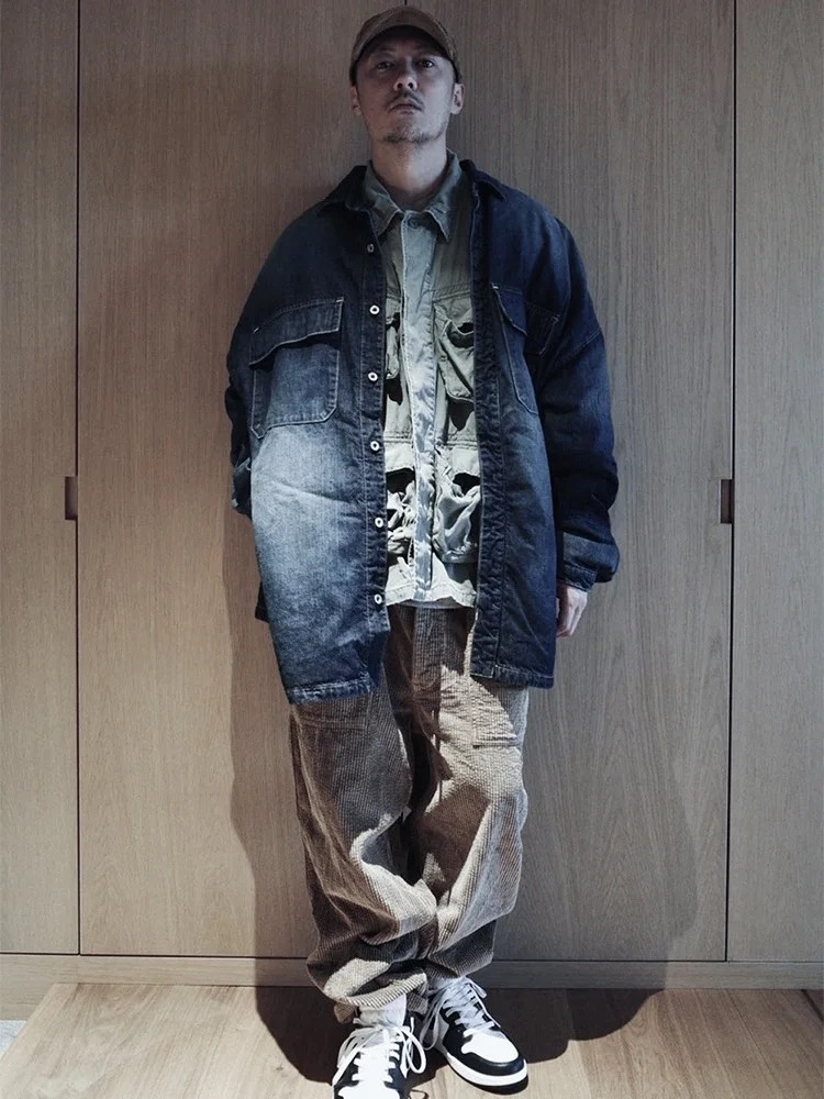 

MADN Men's Loose Straight Leg Corduroy Casual Pants Spring Autumn Faionable Nine Points Busin Casual Pure Color mid W...