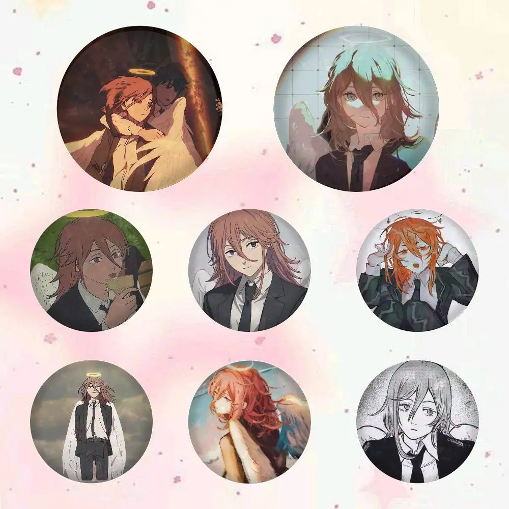 Angel Devil Anime Character Badges 25 32 44 58 75 Mm Round Cosplay Pin Bag Decor Fans Collect Friends Gifts Brooch Souvenir