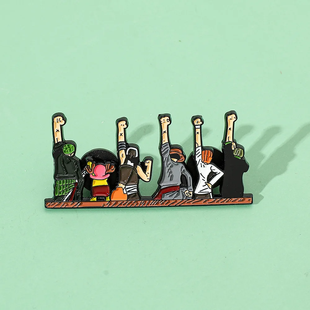 Japanese Anime Cartoon Creative Personality One Piece Metal Badge Luffy Zoro Joba Character's Back Alloy Brooch Y2k Fashion