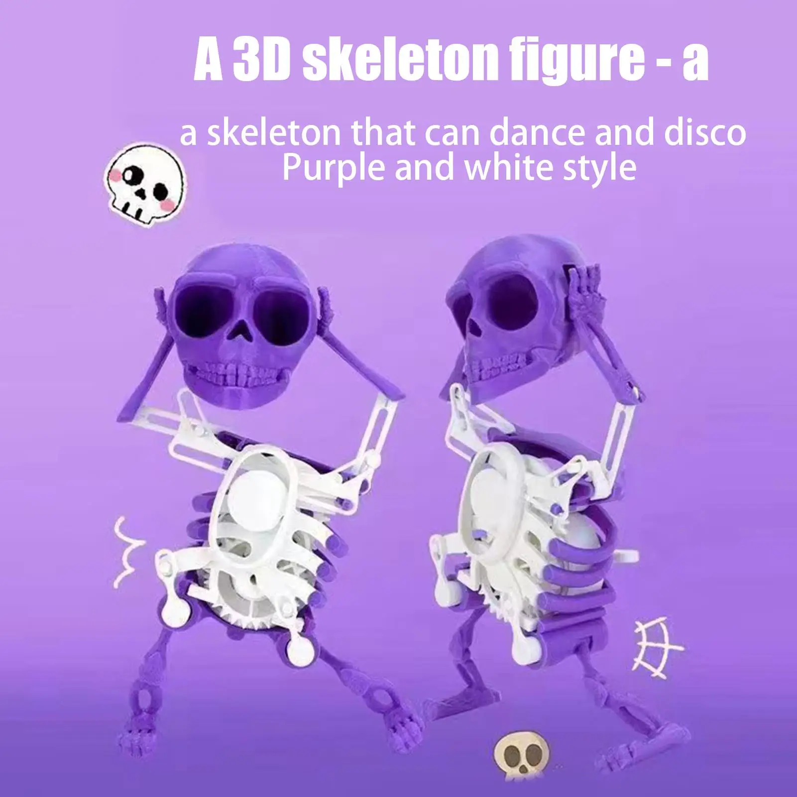 Skeleton Toy Wind Up Swinging 3D Printed Skeleton Model For Kids Desktop Decoration Halloween Clockwork Skull Toy For Kid Room