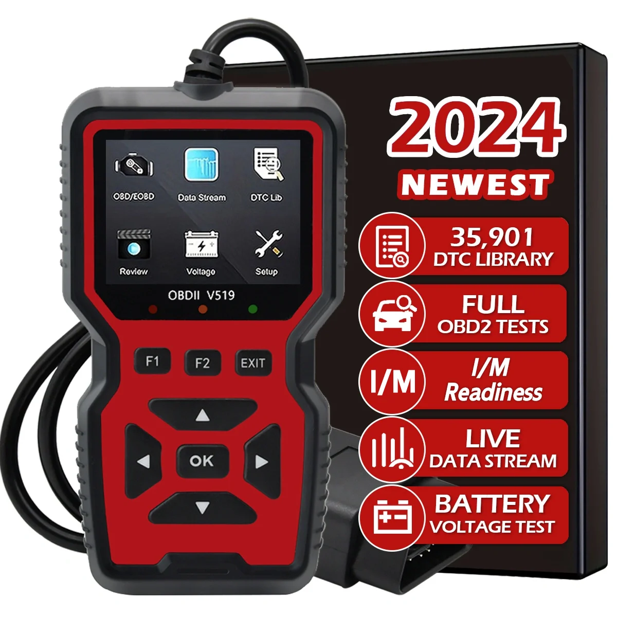 Car Fault Detector V519 Obd2 Scanner Fault Diagnosis Tester Engine System Diagnostic Tool Code Reader