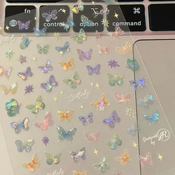 1/5sheets Colorful Butterfly Fairy Stickers Fashion Butterfly Wing Streamer Laser Stickers Advanced Embossed Nail Art Stickers