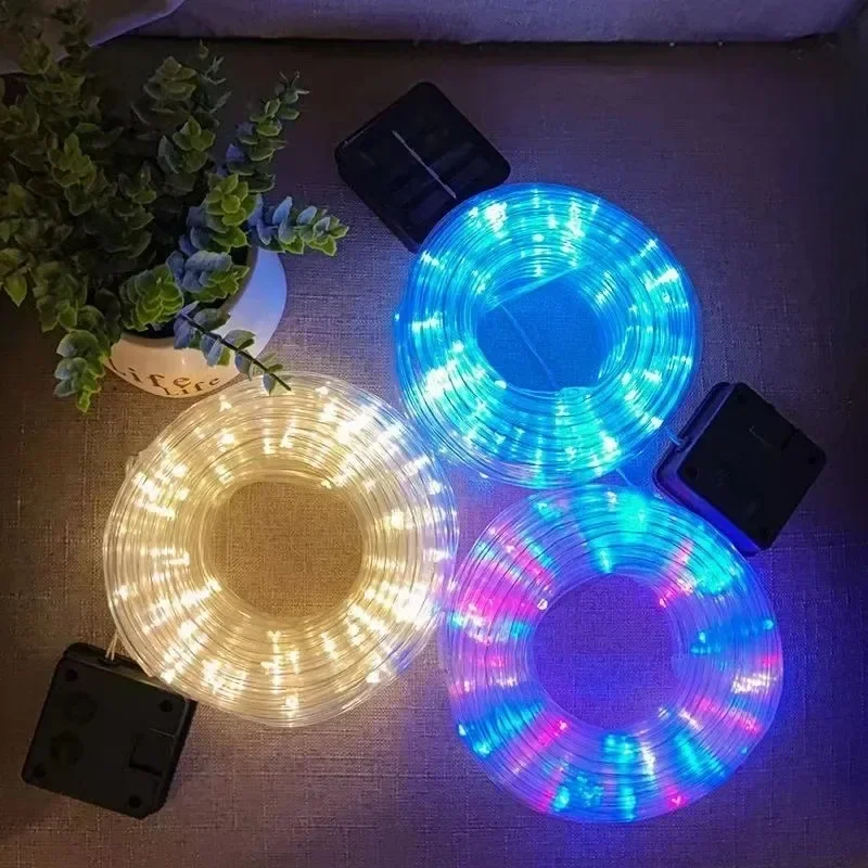 Imagem -03 - Solar Led Tube Rope String Lights Tubo Impermeável ao ar Livre Luzes de Vedação para Home Decor Modos 100led 1pc