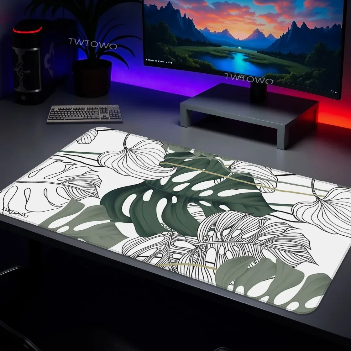 マウスパッド ゲーミング グリーンリーブス XL ホーム HD ラージ 新品 マウスパッド XXL マウスマット カーペット 滑り止め 天然ゴム コンピューターテーブルマット