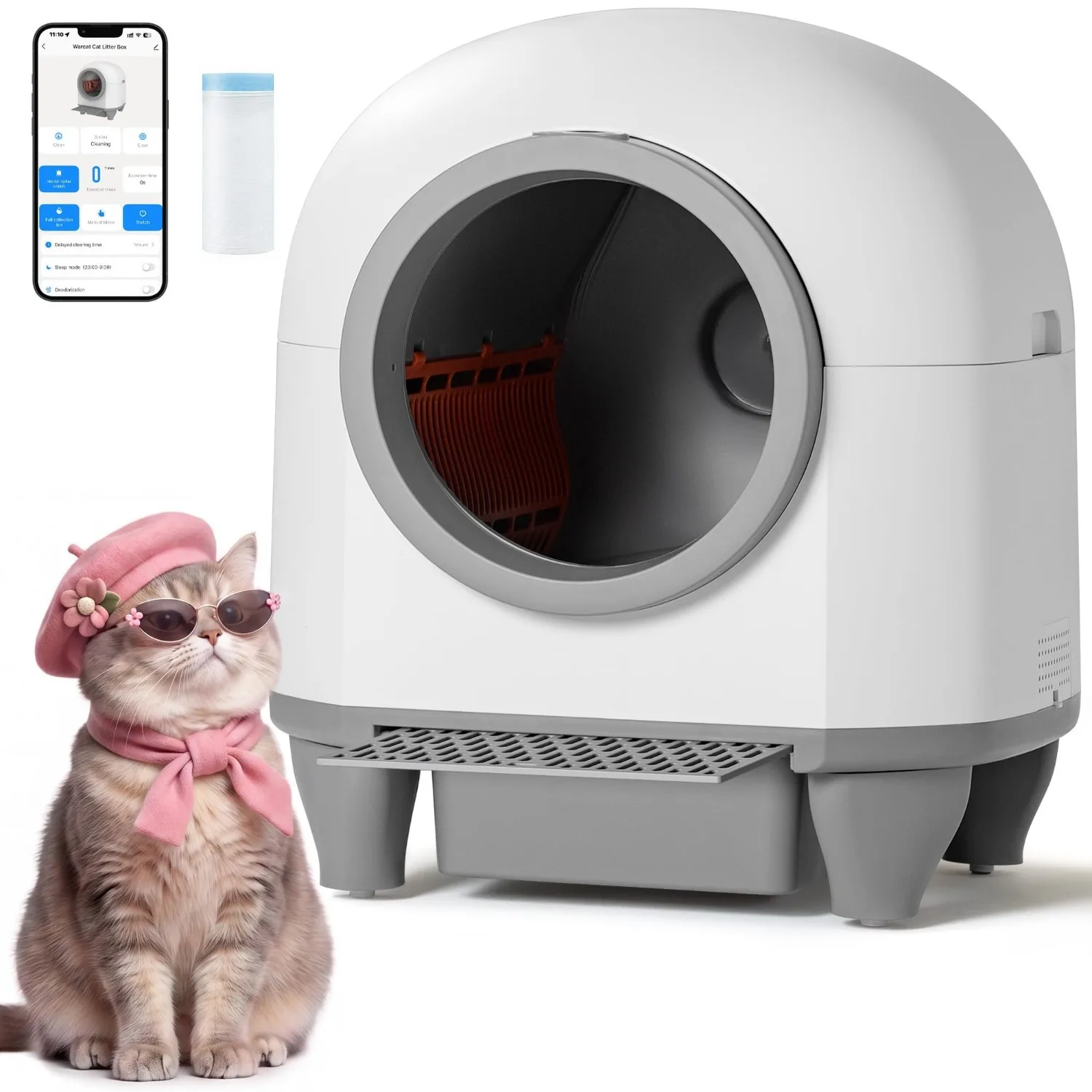 Self-Cleaning Litter Box with App Control for Large & Multiple Cats | Automatic Smart Litter Box with Safety Sensors