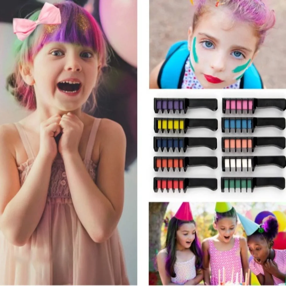 Colorful Hair Chalk Combs Easy Application Skin Safe Materials Temporary Hair Color Wash Out One-time Use Hair Color Comb